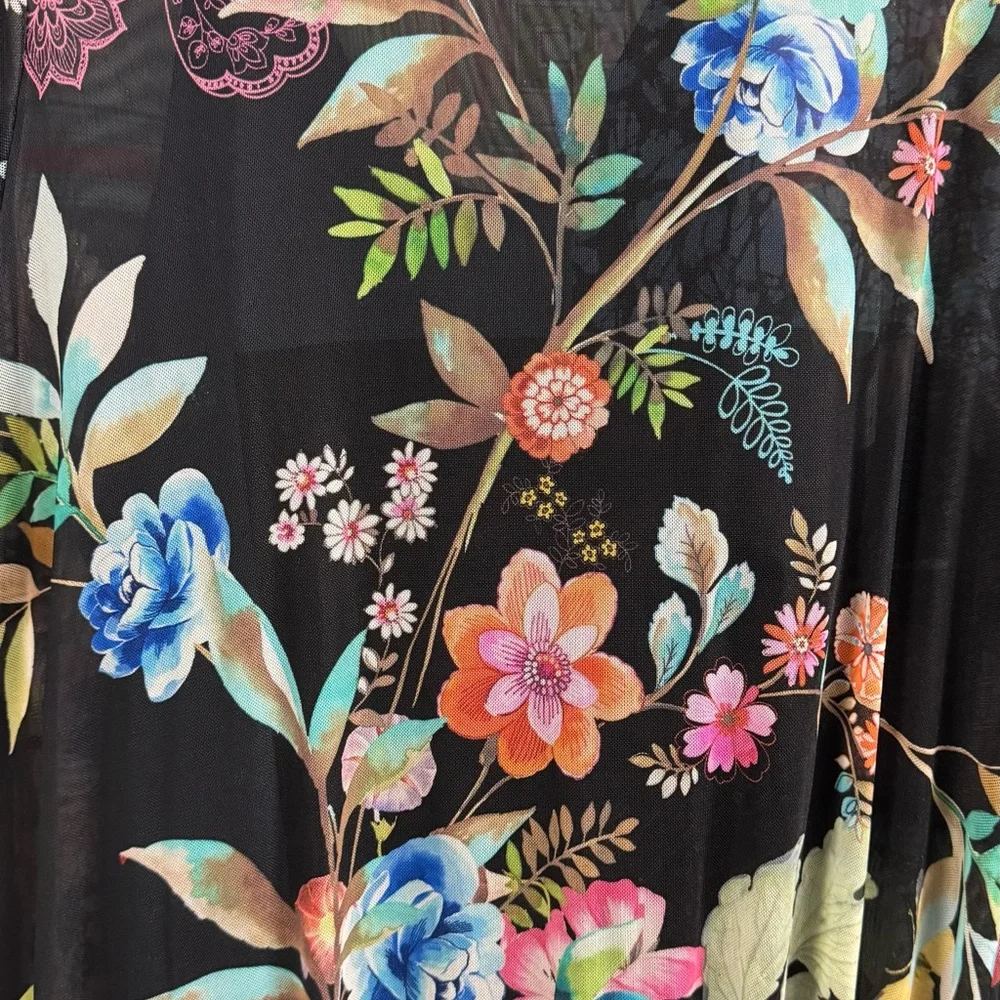 Johnny Was Black Floral Midi Dress - Picture 5 of 12